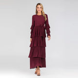 Muslim Women Stylish Kashibo Abaya Muslim Ladies Long Gown Islamic Clothing Jilbab Jalabiya Fashion Round Neck Maxi Dress