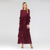 Muslim Women Stylish Kashibo Abaya Muslim Ladies Long Gown Islamic Clothing Jilbab Jalabiya Fashion Round Neck Maxi Dress