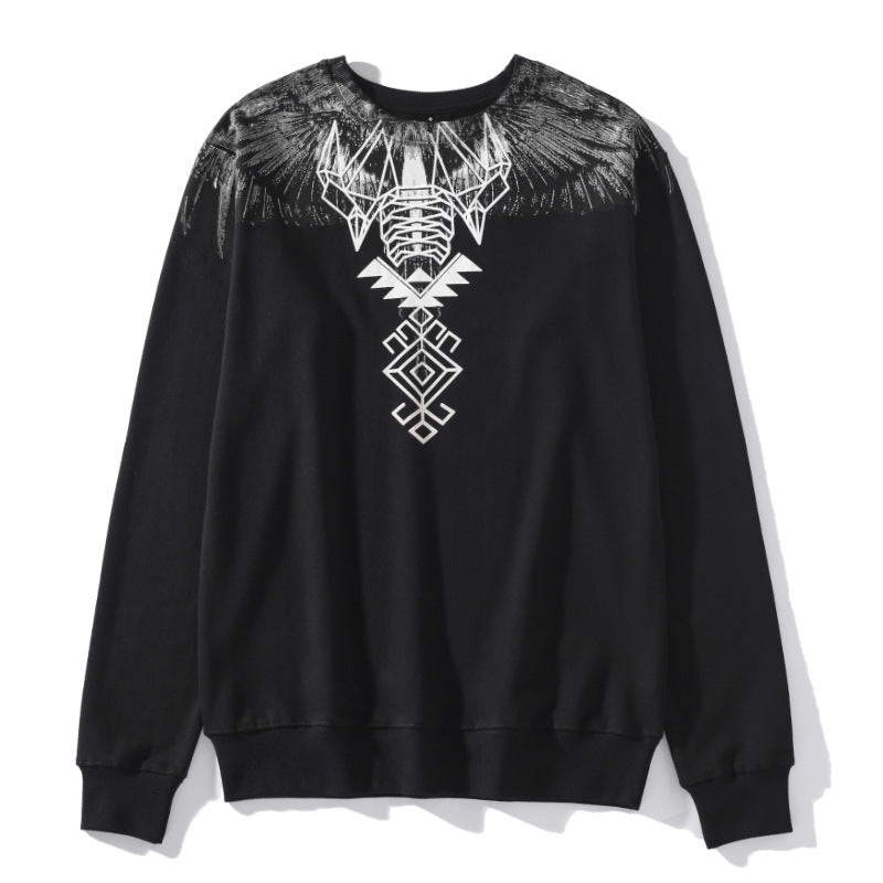 Marcelo Burlon Hoodie Wing Pattern round Neck Pullover Men and Women Same Style Sweatershirt