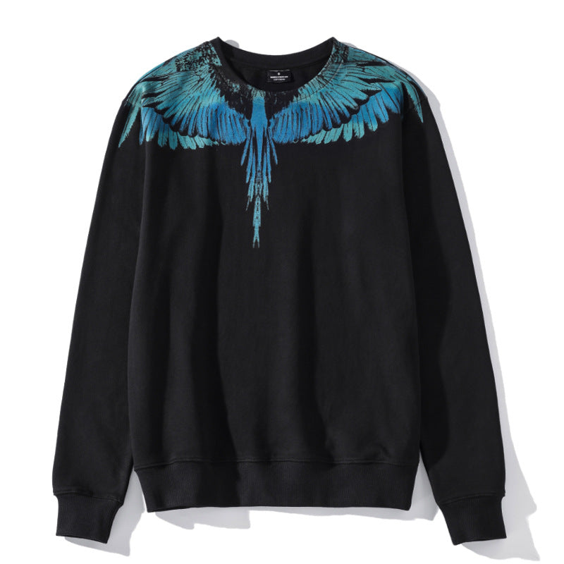 Marcelo Burlon Hoodie Loose Hip Hop plus Velvet Wings Printing Pattern plus Size
