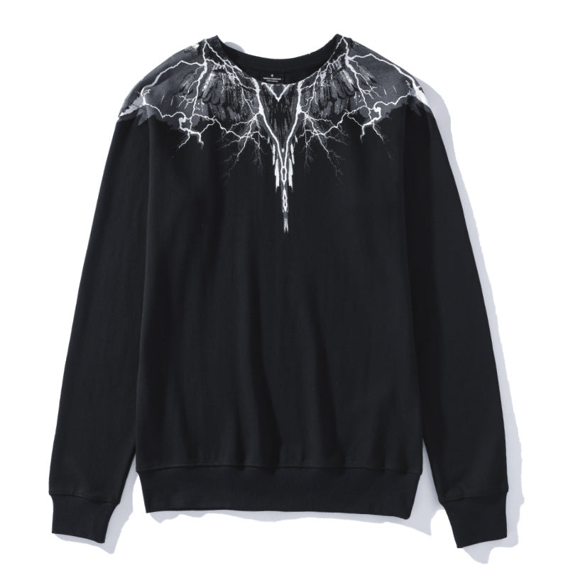 Marcelo Burlon Hoodie Lightning Feather Pattern Sweater Large Size Loose Men and Women Same Style