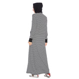 Muslim Women Stylish Kashibo Abaya Muslim Ladies Long Gown Islamic Clothing Jilbab Jalabiya Fashion Striped Long Sleeves Sweater Dress