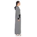 Muslim Women Stylish Kashibo Abaya Muslim Ladies Long Gown Islamic Clothing Jilbab Jalabiya Fashion Striped Long Sleeves Sweater Dress