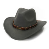 Cowboy Hats Cowboy Hat Autumn and Winter Woolen Hat Wide Brim Jazz Felt Cap