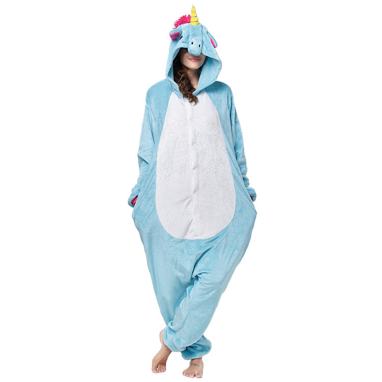 Hoodies Blankets Pajamas Adult One-Piece Pajamas Men's and Women's Winter Flannel