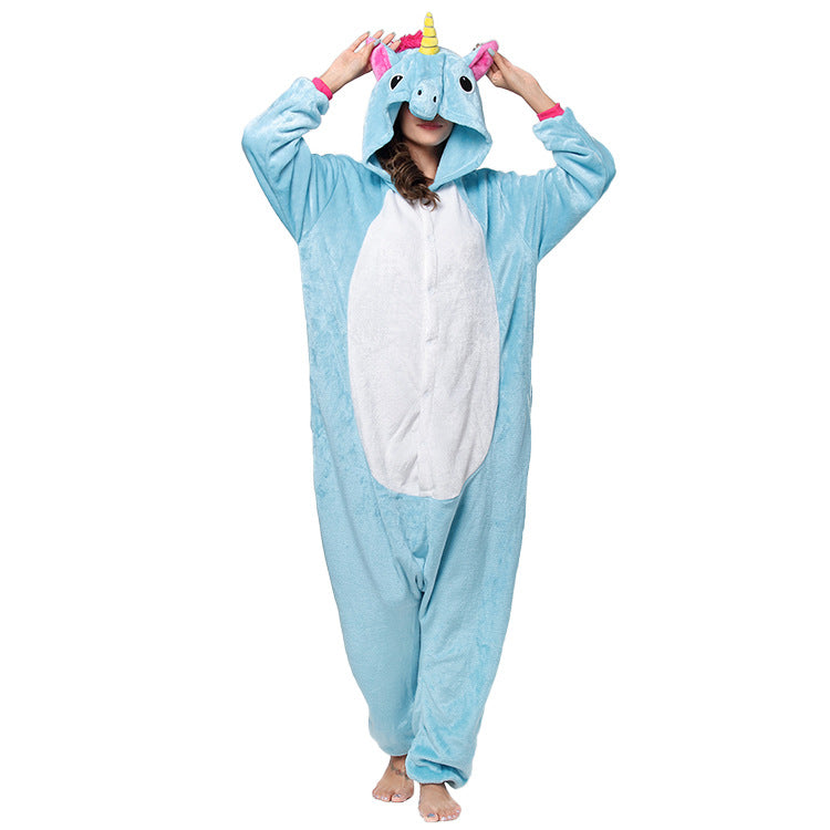 Hoodies Blankets Pajamas Adult One-Piece Pajamas Men's and Women's Winter Flannel