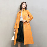 Leather Biker Coat Golden Leather Jacket Women Pu Jackets Autumn Fashion Sheepskin Leather Coat