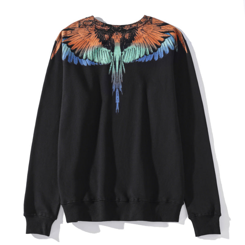 Marcelo Burlon Hoodie MB Orange Blue Wings Pattern Hoodie Sweater Loose Men and Women Same Style