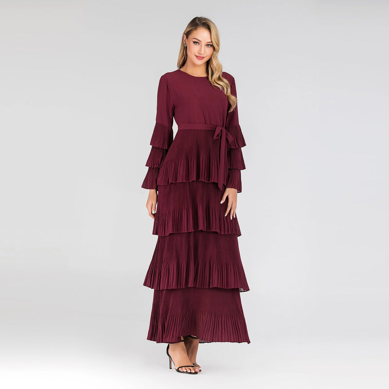 Muslim Women Stylish Kashibo Abaya Muslim Ladies Long Gown Islamic Clothing Jilbab Jalabiya Fashion Round Neck Maxi Dress