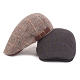 Check Beret Hat Men's Peaked Cap Autumn and Winter Woolen Hat