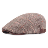 Check Beret Hat Men's Peaked Cap Autumn and Winter Woolen Hat