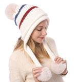 Women Winter Hats Autumn and Winter Fleece-Lined Thermal Ball Knitted Hat