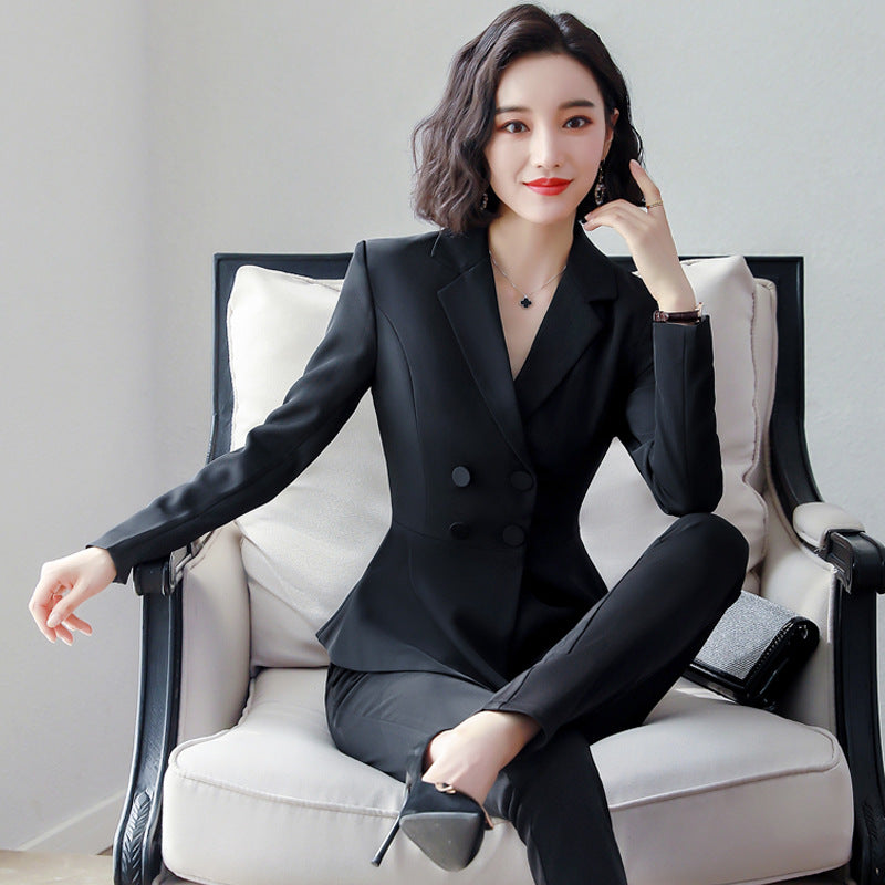 Women Autumn Uniform Designs Formal Style Office Lady Bussiness Attire Work Suit Black Business Suit Tailored Suit