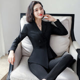Women Autumn Uniform Designs Formal Style Office Lady Bussiness Attire Work Suit Black Business Suit Tailored Suit