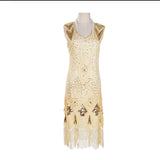 1920S Dress Vintage Sequins Dress Tassel Front and Back Deep V-neck Dress