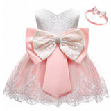 Toddler Girls Sequin Gown Dress Baby One Year Old Celebration Dress Full Moon Dress