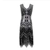 1920S Dress Retro Style Sequin Bead Dress Front and Back V-neck