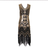 1920S Dress Retro Style Handmade Beaded Sequins Tassel Evening Dress for Women