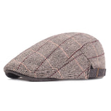 Check Beret Hat Men's Peaked Cap Autumn and Winter Woolen Hat