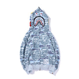 Shark Print Hoodie Color Pink Blue Green Camouflage Printed Hoodie Coat
