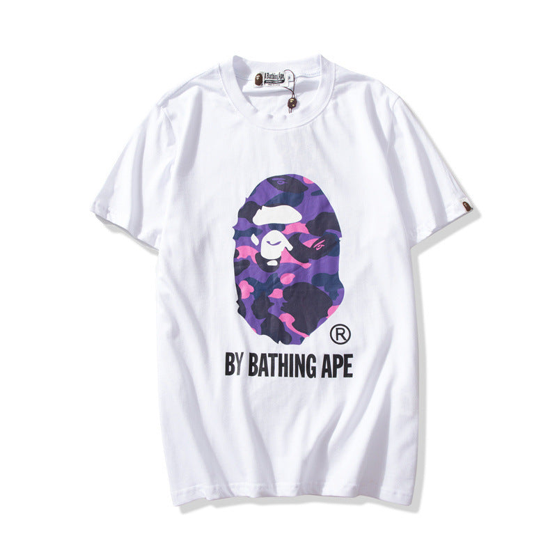 Shark Print T Shirt Colorful Avatar Print Male And Female Couples Wear Youth Casual Top