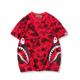 Shark Print T Shirt Summer Camouflage Youth Couple Wear Short Sleeve