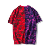 Shark Print T Shirt Summer Camouflage Color Matching Short Sleeve T-Shirt