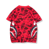 Shark Print T Shirt Summer Camouflage Youth Couple Wear Short Sleeve