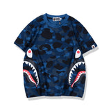 Shark Print T Shirt Summer Camouflage Youth Couple Wear Short Sleeve