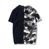 Shark Print T Shirt Summer Camouflage Color Matching Short Sleeve T-Shirt