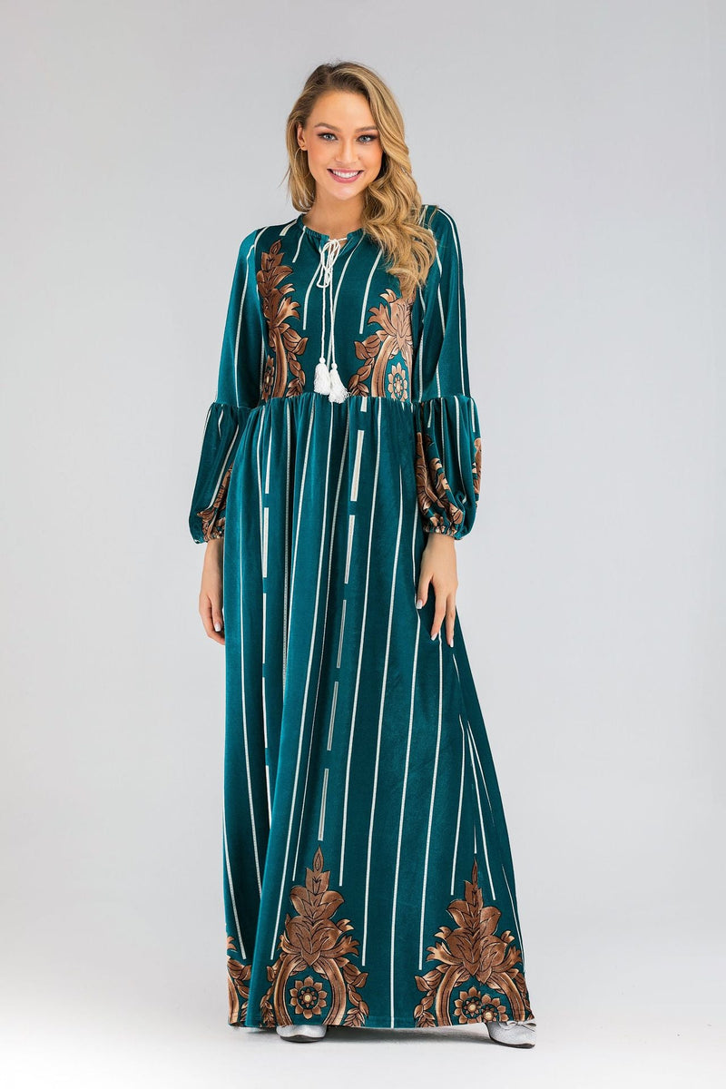 Muslim Women Stylish Kashibo Abaya Muslim Ladies Long Gown Islamic Clothing Jilbab Jalabiya Long Sleeve Fashion Dress
