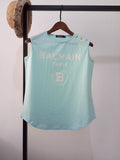 T Shirt Balmain Spring/Summer Printed Full Cotton Casual Sleeveless T-shirt