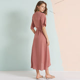 Mauve Dress Beach Dress V-neck Lace-up Beach Party Dress Dress