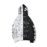Shark Print Hoodie Fashion Brand Skull Dark Black Black And White Color Matching Yin And Yang Sweater Male And Female Couples Wear Spring And Autumn Coat