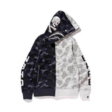Shark Print Hoodie Fashion Brand Skull Dark Black Black And White Color Matching Yin And Yang Sweater Male And Female Couples Wear Spring And Autumn Coat