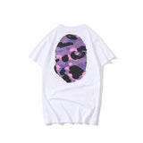 Shark Print T Shirt Summer Purple Camouflage Print Casual Short Sleeve T-Shirt