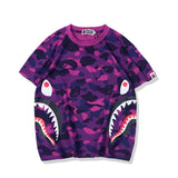 Shark Print T Shirt Summer Camouflage Youth Couple Wear Short Sleeve