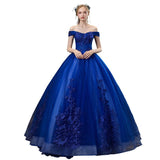 Women's Evening Dress Ball Gown Princess Quinceanera Wedding Dresses Royal Blue Off-Shoulder Wedding Dress Performance Tulle Tutu Dress Women
