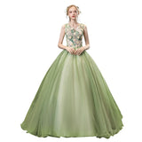 Women's Evening Dress Ball Gown Princess Quinceanera Wedding Dresses Fashion Long Army Green Two-Shoulder Colored Mesh Tutu Skirt