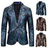 Bohemian Chic Wedding Guest Men Attire One-Button Suit Bronzing Python Print Suit Dress Costume