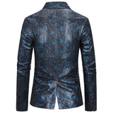 Bohemian Chic Wedding Guest Men Attire One-Button Suit Bronzing Python Print Suit Dress Costume