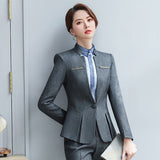 Women Autumn Uniform Designs Formal Style Office Lady Bussiness Attire Work Suit Work Clothes Work Clothes Interview Suit