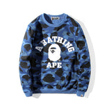 Shark Print Sweatshirt Men'S Youth Camouflage Brushed Sweater Autumn And Winter Cotton Plus Size Student Pullover Sweater