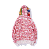 Shark Print Hoodie Color Pink Blue Green Camouflage Printed Hoodie Coat