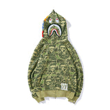 Shark Print Hoodie Color Pink Blue Green Camouflage Printed Hoodie Coat