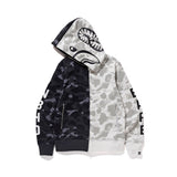 Shark Print Hoodie Fashion Brand Skull Dark Black Black And White Color Matching Yin And Yang Sweater Male And Female Couples Wear Spring And Autumn Coat
