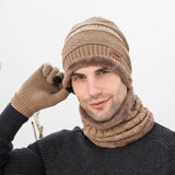 Men Winter Hats Knitted Wool Hat Scarf