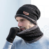 Men Winter Hats Knitted Wool Hat Scarf