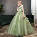 Women's Evening Dress Ball Gown Princess Quinceanera Wedding Dresses Fashion Long Army Green Two-Shoulder Colored Mesh Tutu Skirt