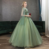 Women's Evening Dress Ball Gown Princess Quinceanera Wedding Dresses Army Green Long Slimming Tutu Evening Gown